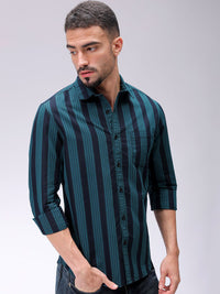 The Indian Garage Co Men Slim Fit Multi Stripes Opaque Striped Casual Shirt