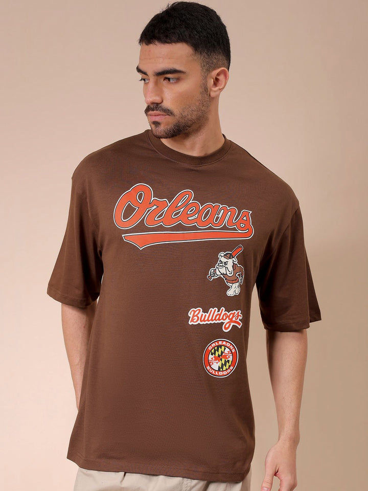 The Indian Garage Co Men Typography Printed Round Neck Cotton Oversized T-shirt