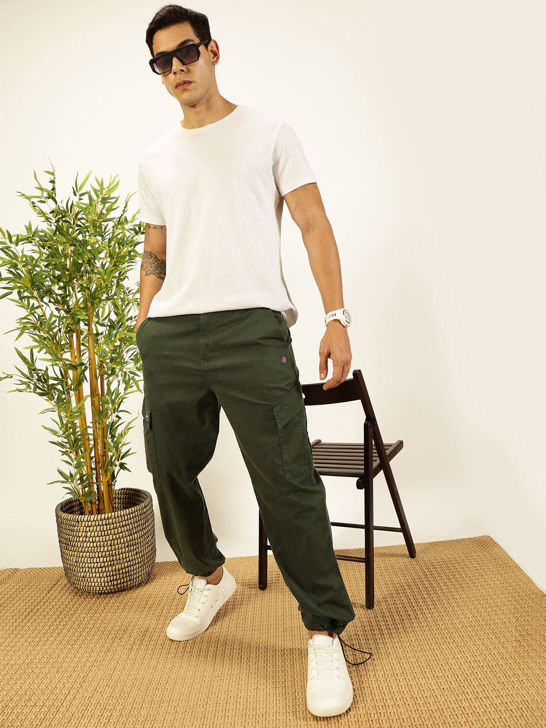 Thomas Scott Men Smart Parachute Pure Cotton Cargo Trouser