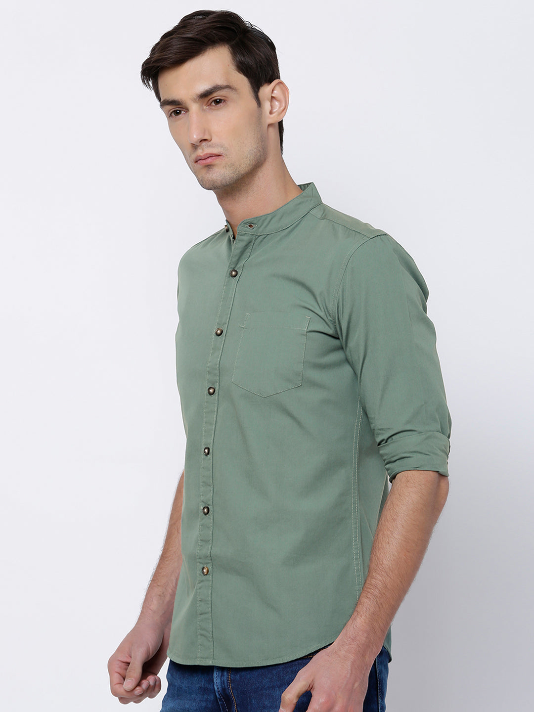 HIGHLANDER Men Green Slim Fit Casual Shirt