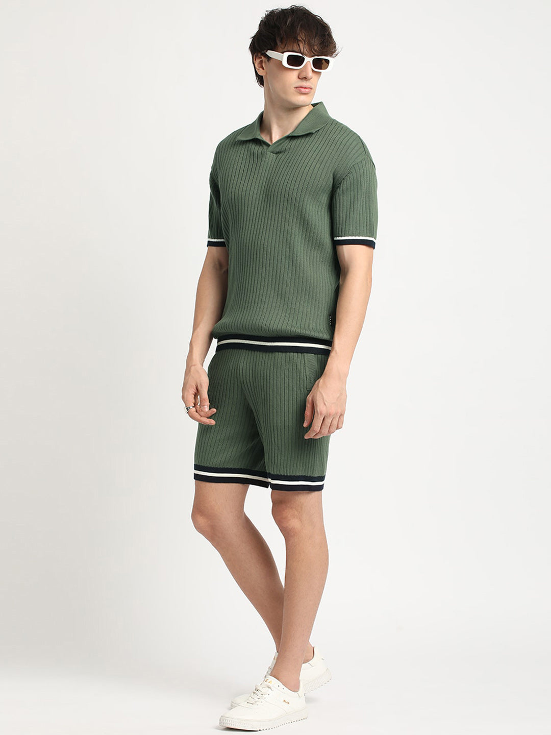 THE BEAR HOUSE Men Self Designed Regular Fit Pure Cotton Shorts