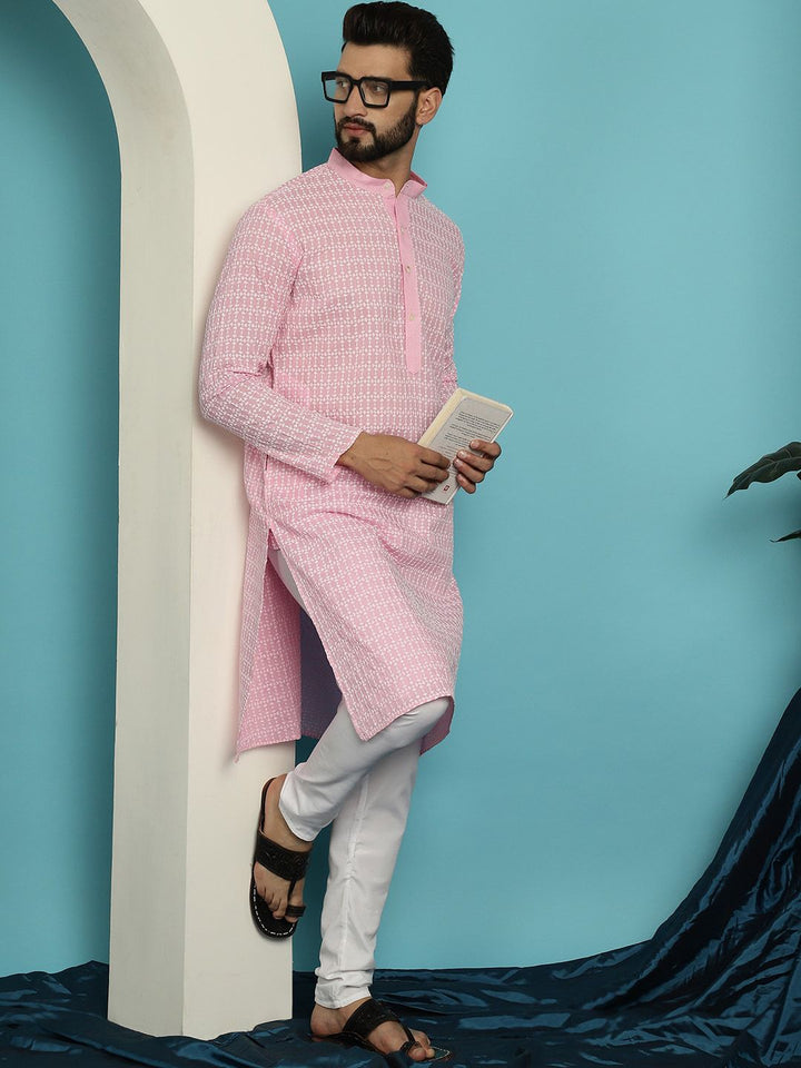 SOJANYA Kurta Pure Cotton Sulam dengan Set Pijama