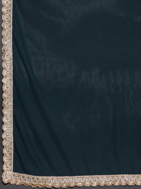 Libas Women Blue Embroidered Anarkali Kurta with Churidar & With Dupatta