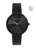 Sambungan Perancis Wanita Dail Hitam & Black Stainless Steel Style Gaya Tali Analog Watch FCL21-B