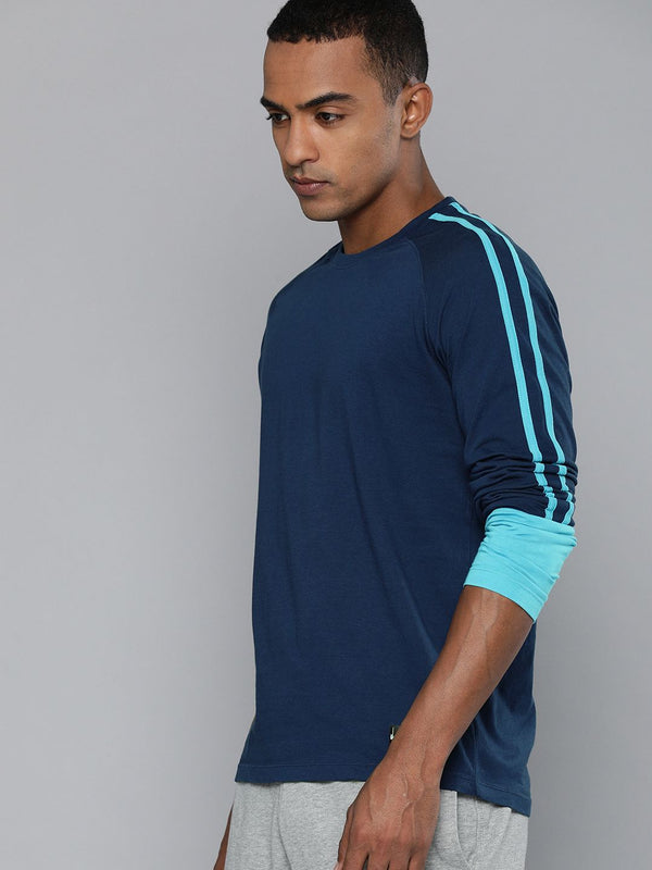 HRX oleh Hrithik Roshan Leldle Lelaki Tshirt Bio-Wash Medieval Blue
