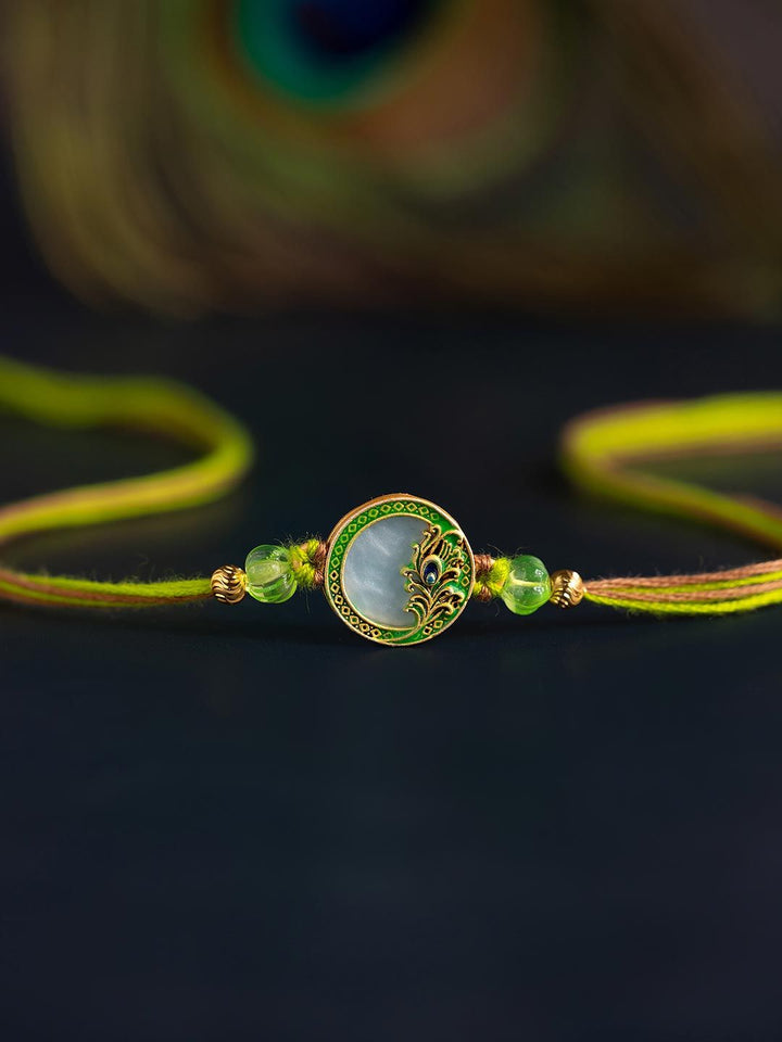 Voylla Vibrant Peacock Mor Pankh Benang Manik Rakhi
