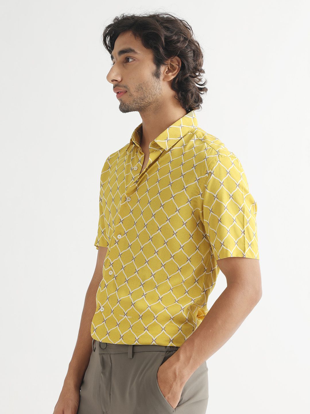 RARE RABBIT Men Braga Slim Fit Geometric Printed Shirt