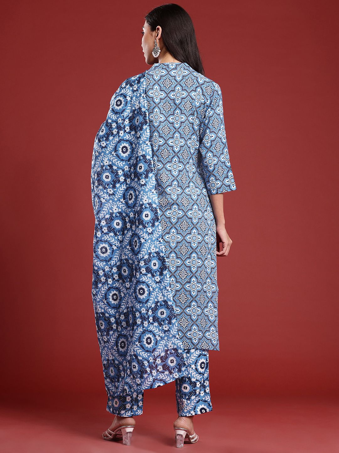 Anouk Ethnic Motifs Printed Regular Kurta with Trousers & With Dupatta