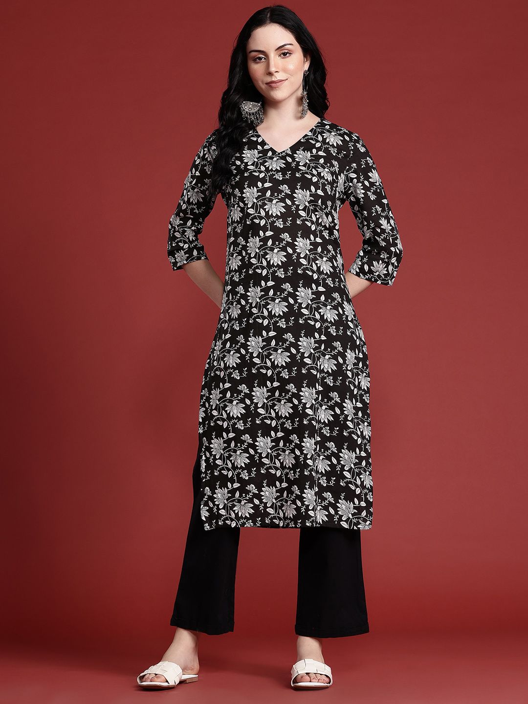 Anouk Floral Printed Pure Cotton Kurta