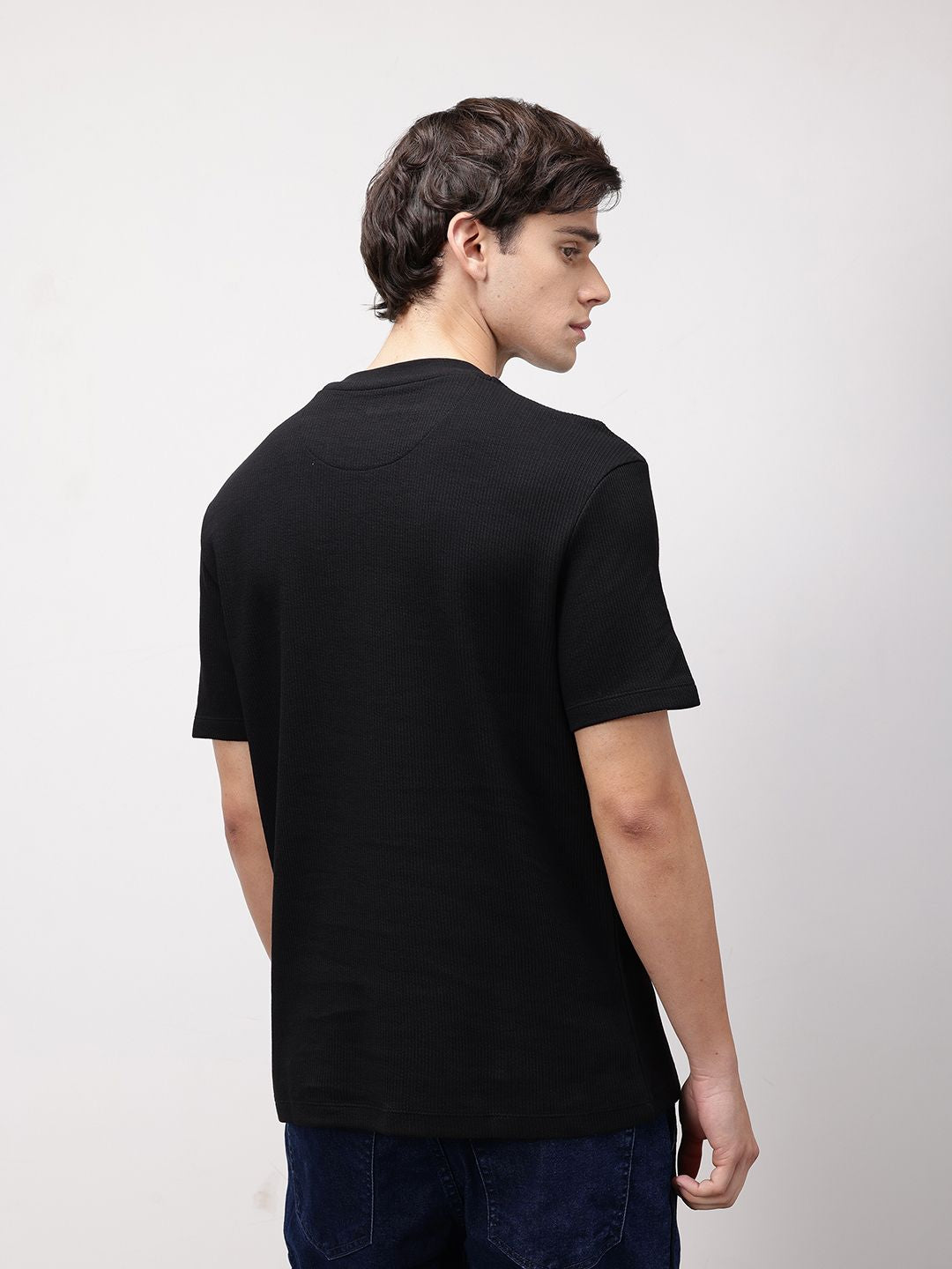 ether Grower Men Round Neck Ribbed Organic Cotton Comfort Fit T-shirt