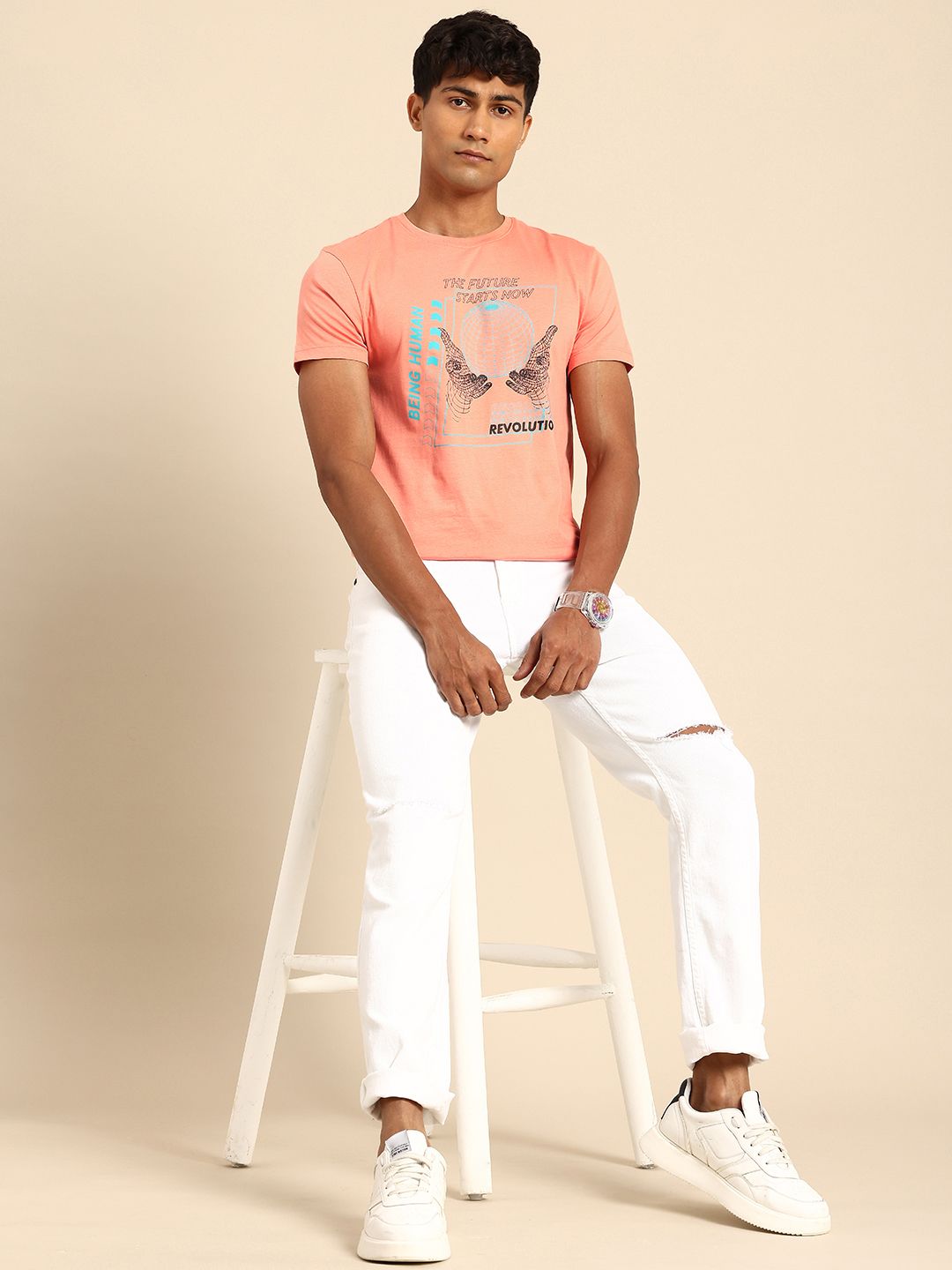 Being Human Printed Pure Cotton T-shirt