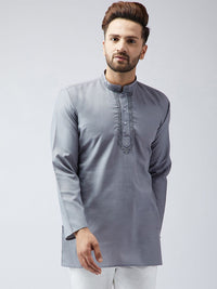 SOJANYA Kurta Pendek Bersulam Kelabu Lelaki