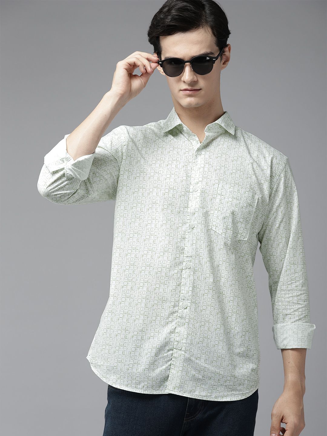 Park Avenue Men Pure Cotton Slim Fit Printed Casual Shirt