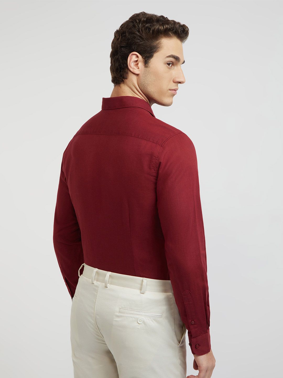 Raymond Cotton Linen Solid Slim Fit Casual Shirt