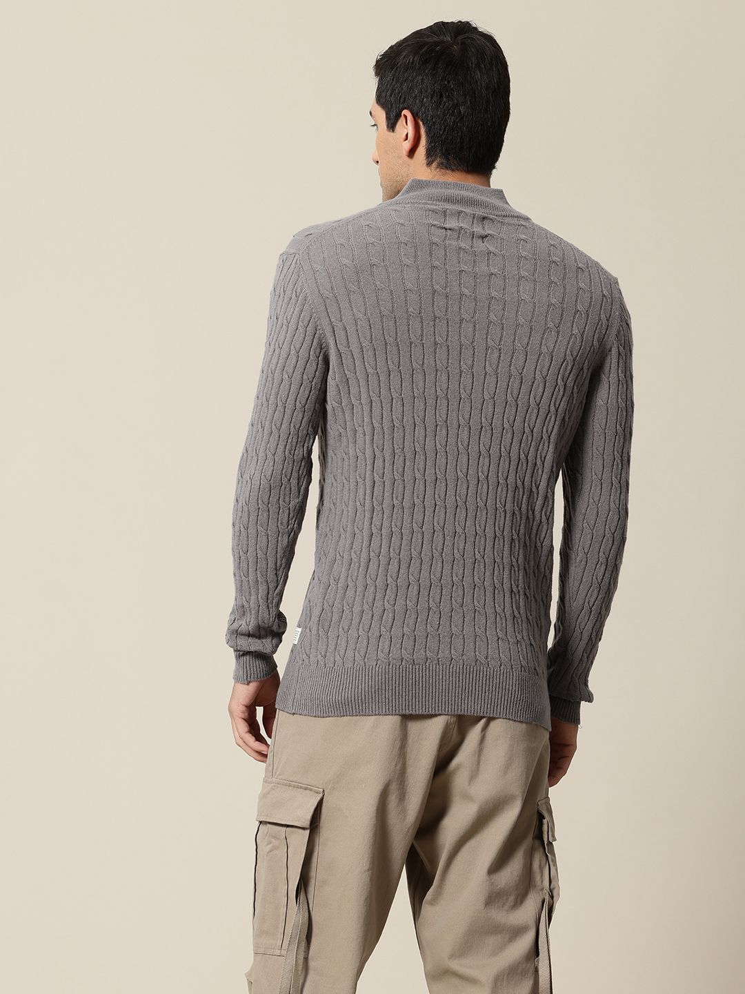 Mr Bowerbird Mock Collar Cable Knit Pullover Sweater