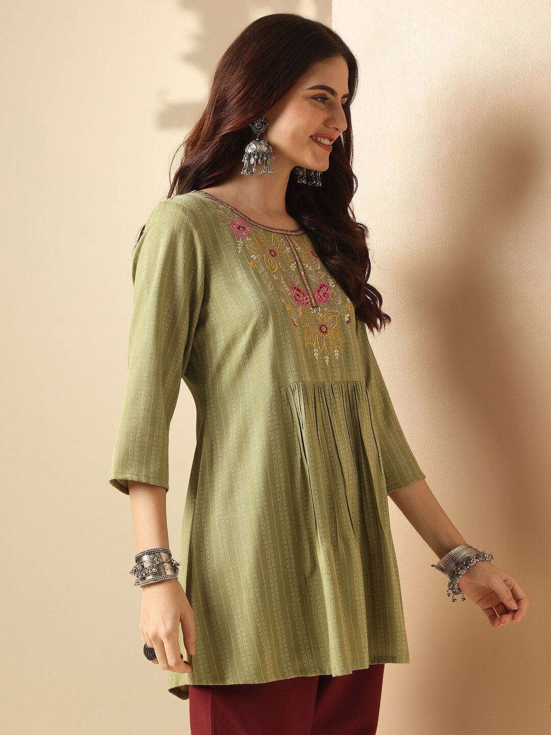Anouk Round Neck Embroidered Top