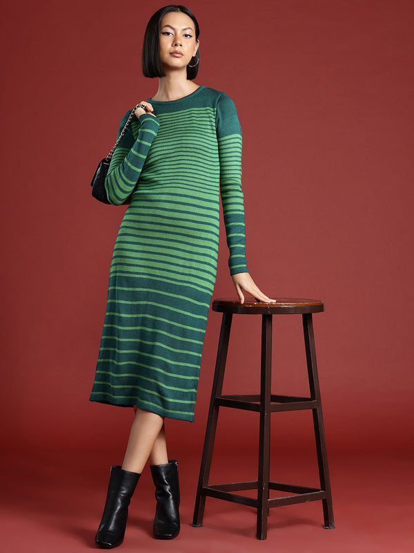all about you Striped Acrylic Jumper Midi Dress