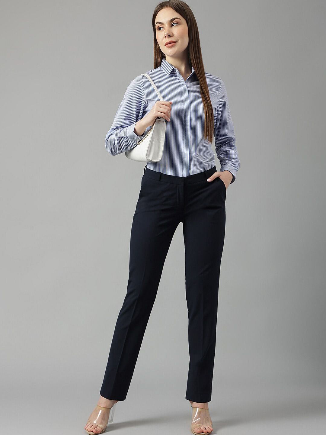Hancock Sharp Slim Fit Vertical Striped Formal Cotton Shirt
