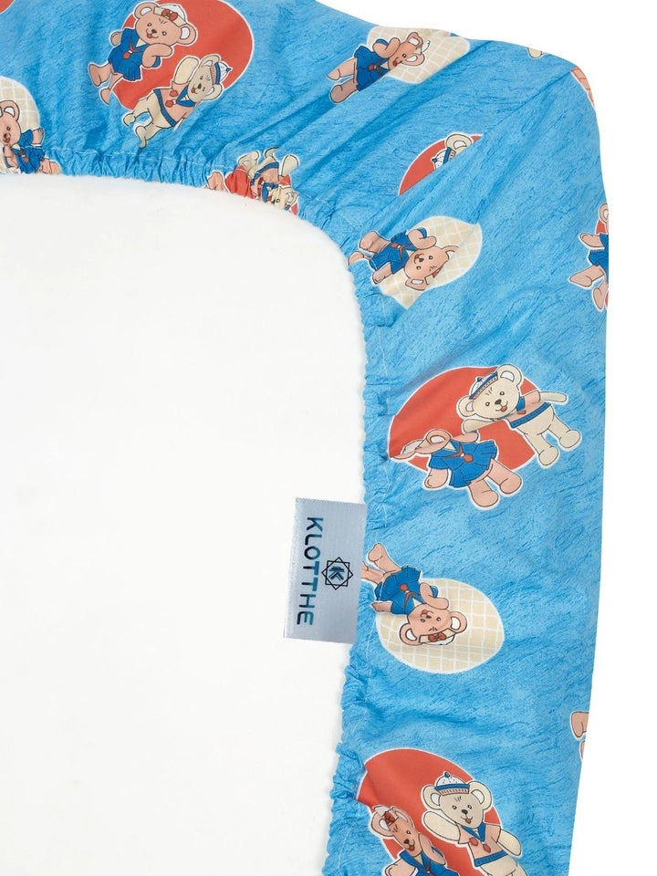 Moda Rapido X KLOTTHE Blue Cartoon Characters 400 TC Single Bedsheet with 1 Pillow Covers