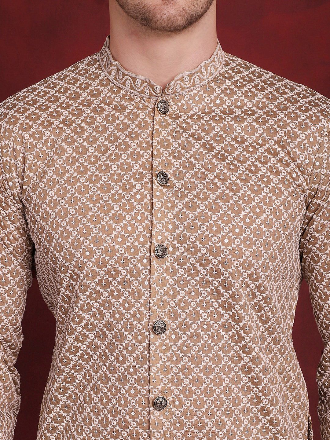 Jompers Embroidered Regular Sequinned Kurta with Pyjamas