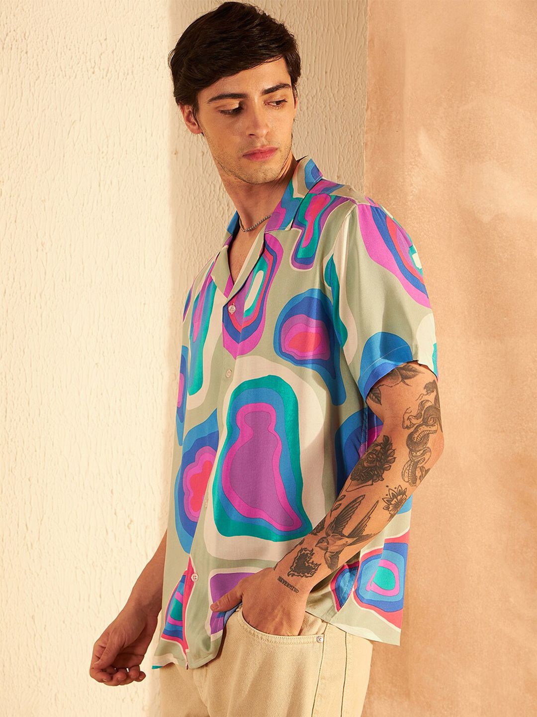DENNISON Men Smart Block Printed Casual Shirt