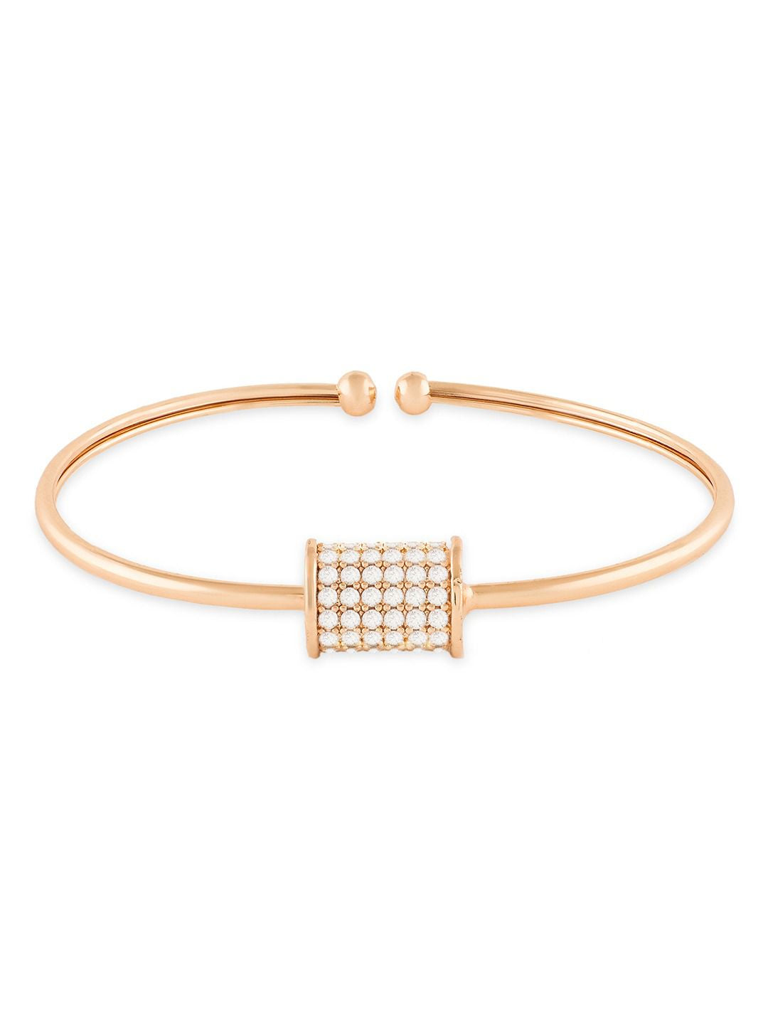 Zaveri Pearls Rose Gold-Plated Cubic Zirconia Stone Studded Kada Bracelet