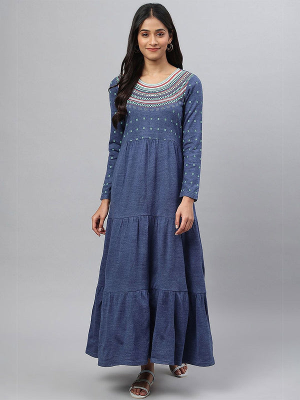 AURELIA Women Printed Winter Wear Maxi Dress