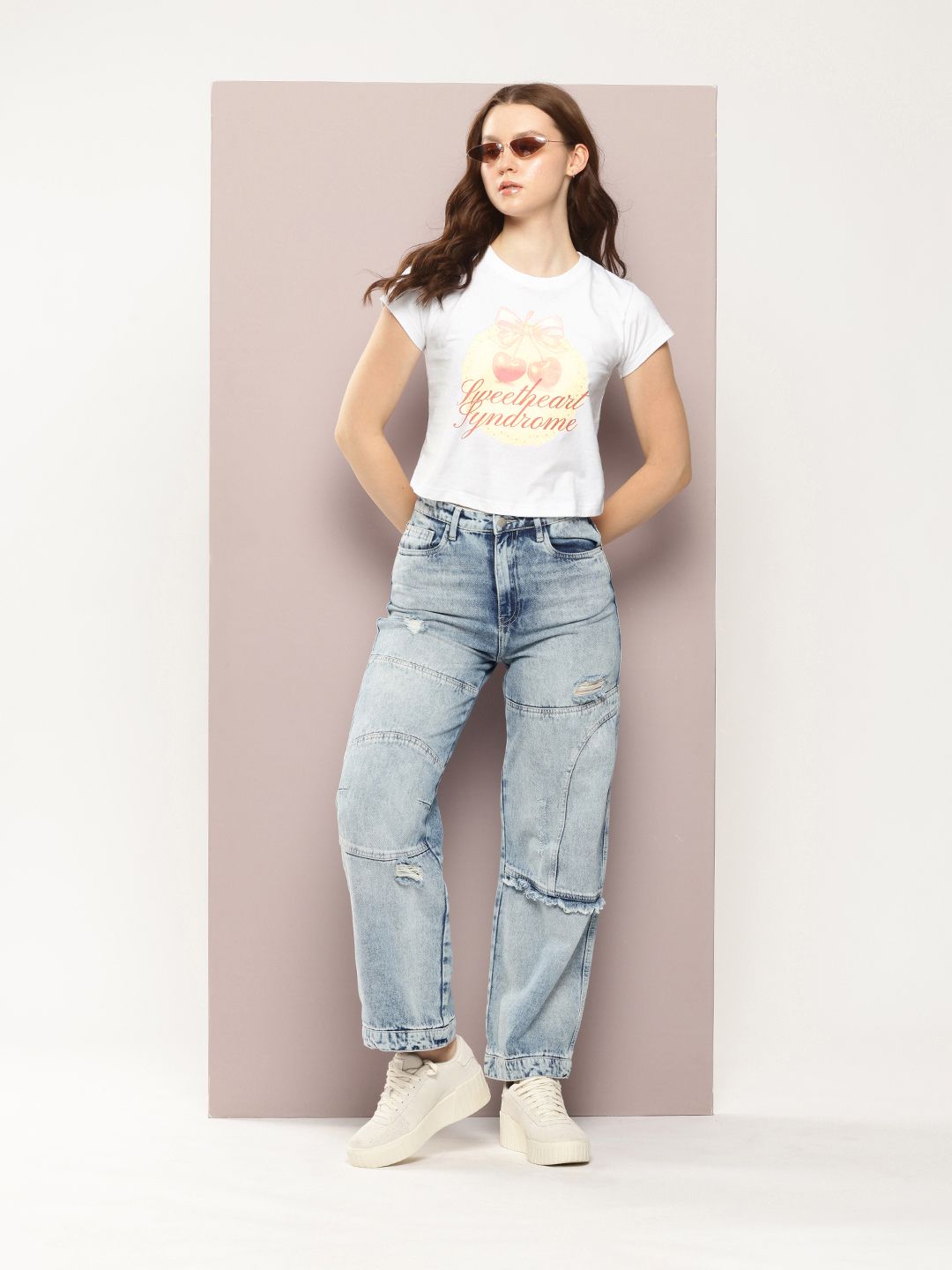 DILLINGER Typography Printed Crop Pure Cotton T-shirt