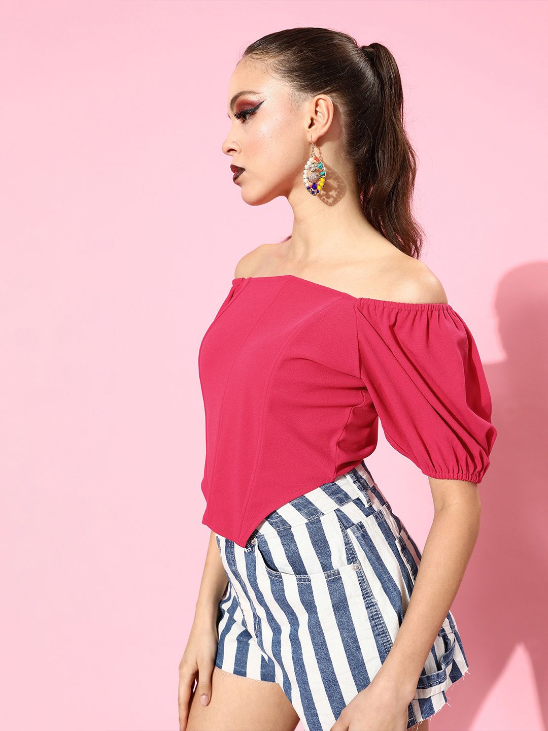 Athena Fuchsia Solid Corset Top