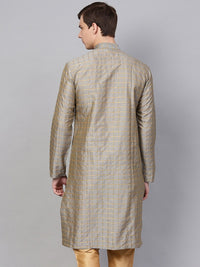 SOJANYA Men Grey Checked Straight Kurta