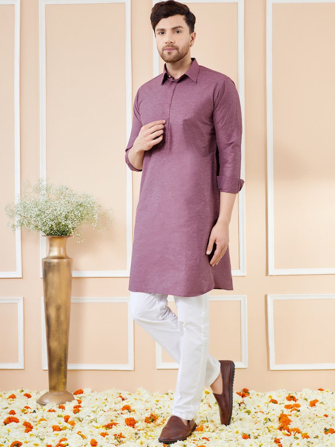 See Designs Shirt Collar Cotton Pathani Kurta