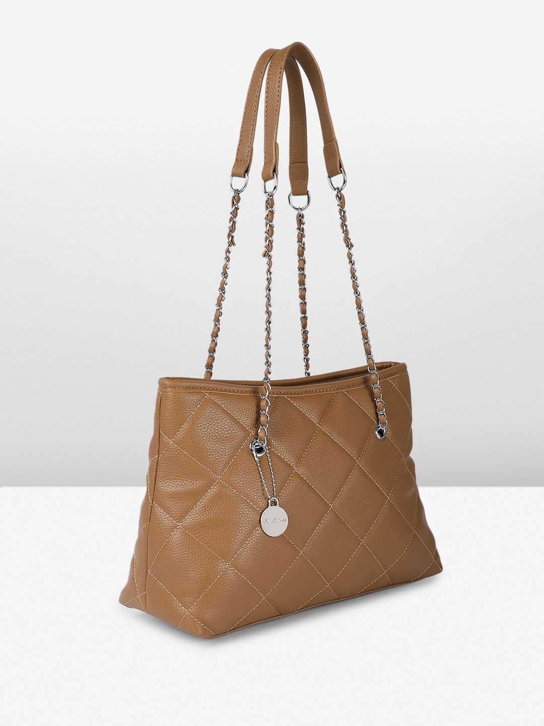 DressBerry Textured Structured Shoulder Bag with Quilted