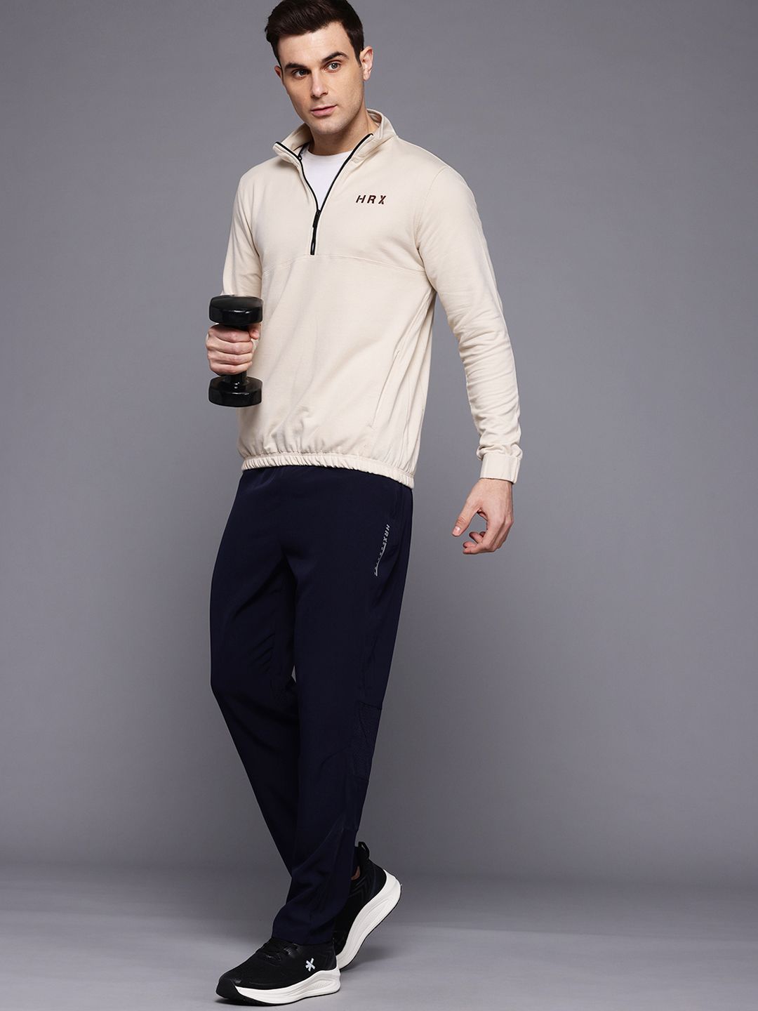 HRX by Hrithik Roshan Mock Collar Typography Printed Training Sweatshirt
