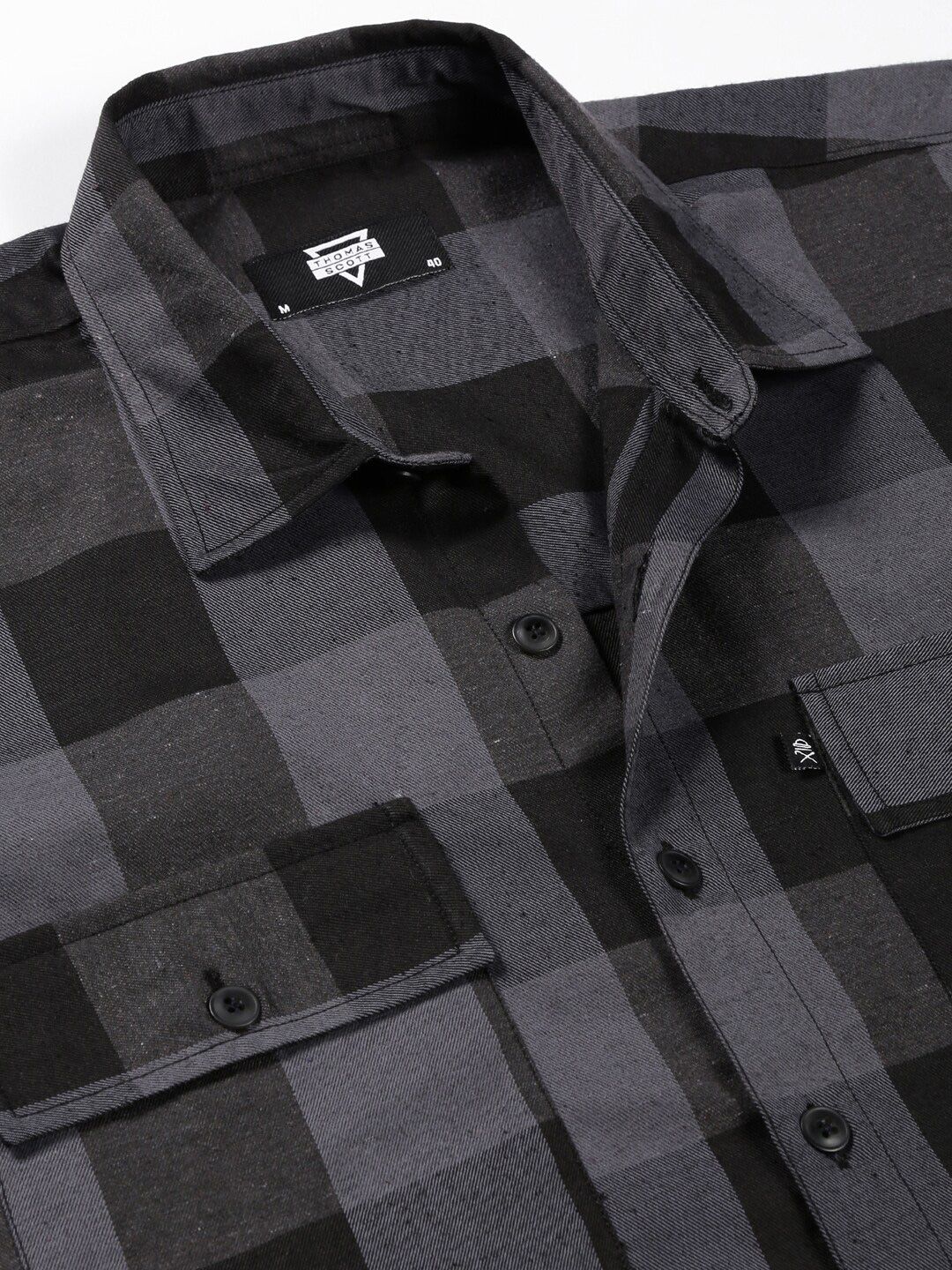 Thomas Scott Classic Buffalo Checked Twill Cotton Shirt