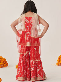 pspeaches Girls Ethnic Motifs Printed Gotta Patti Kurta Sets With Dupatta