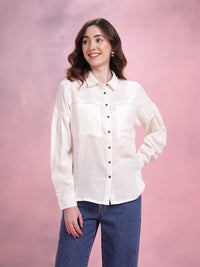 DressBerry Pure Cotton Drop-Shoulder Sleeves Relaxed Fit Shirt