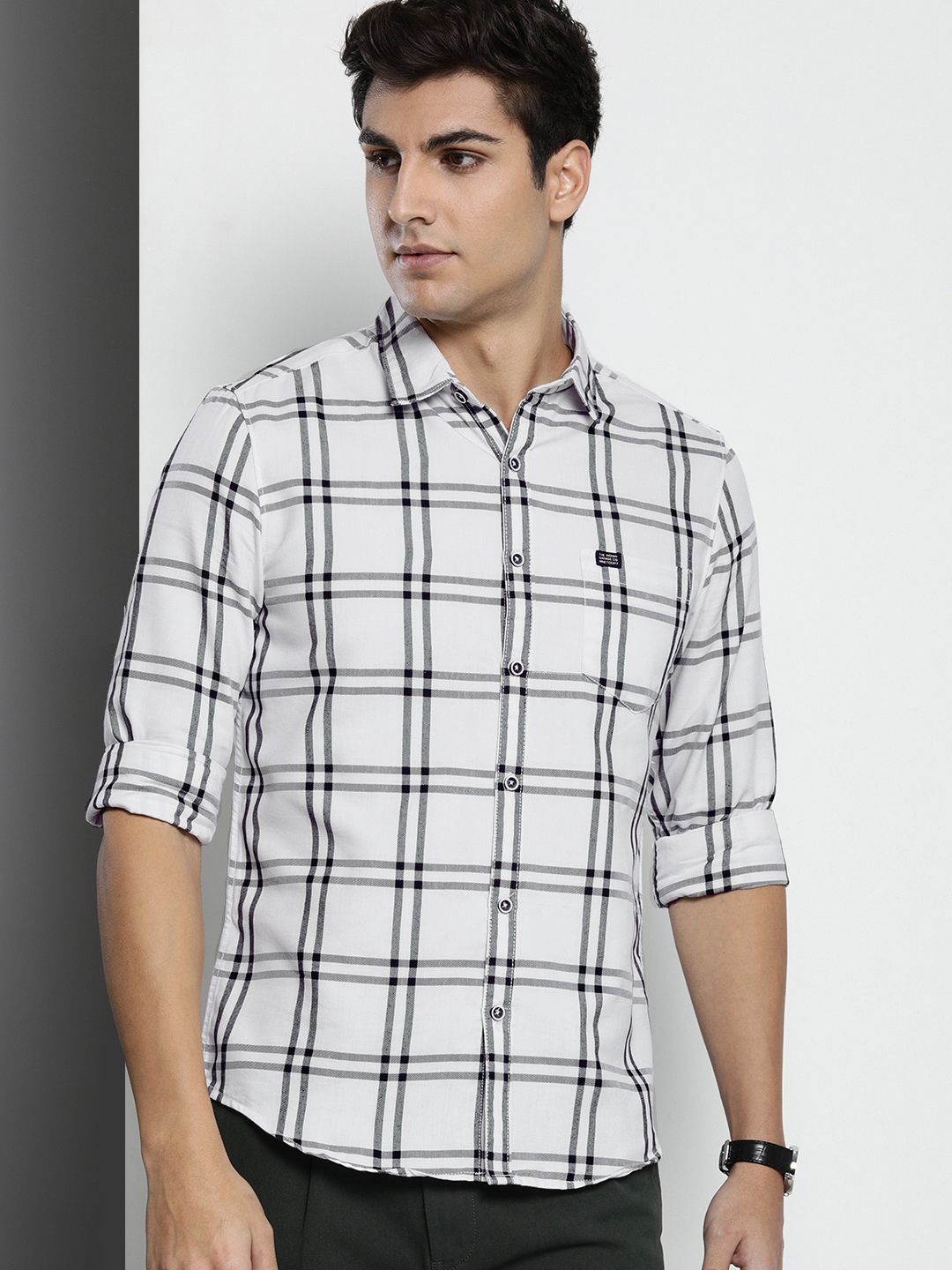 The Indian Garage Co Men Windowpane Checked Casual Shirt