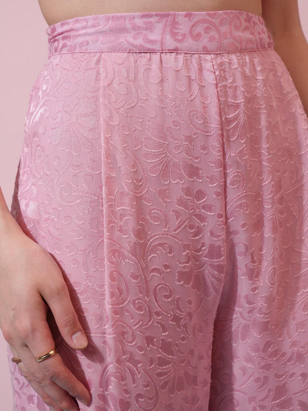 Tokyo Talkies Pink Crop Top & Mid-Rise Trouser