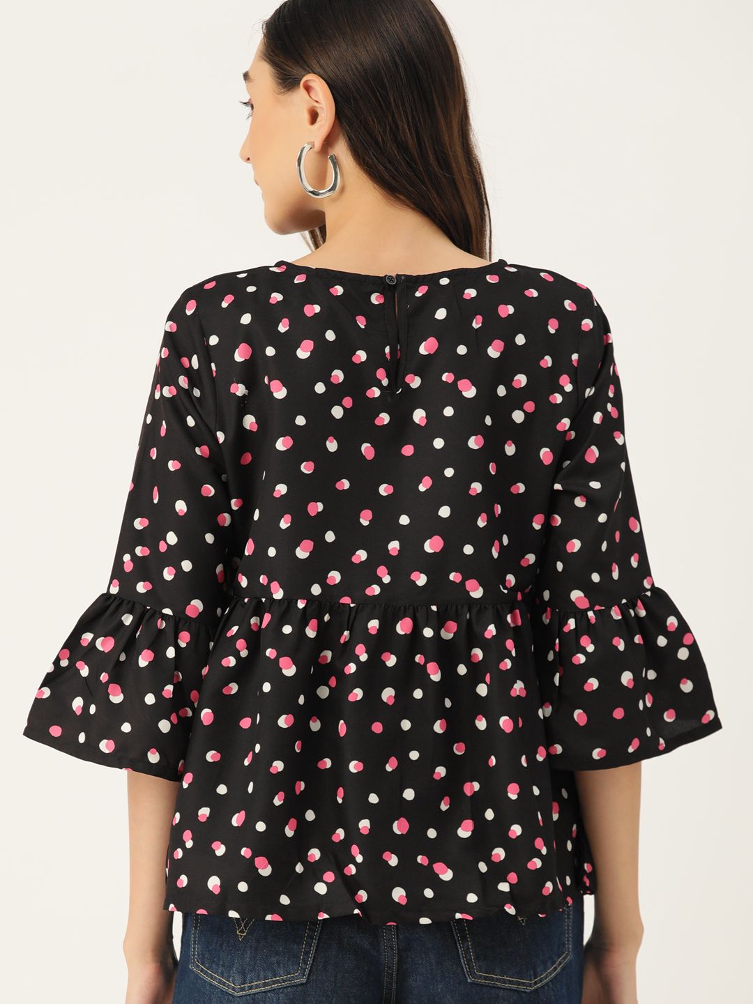 DressBerry Geometric Print Bell Sleeve Top