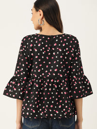 DressBerry Geometric Print Bell Sleeve Top