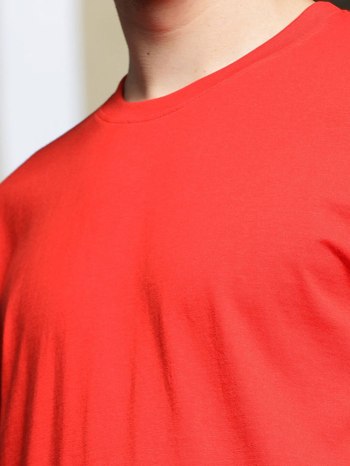 ADRO Round Neck Drop-Shoulder Sleeves Oversized Pure Cotton T-shirt