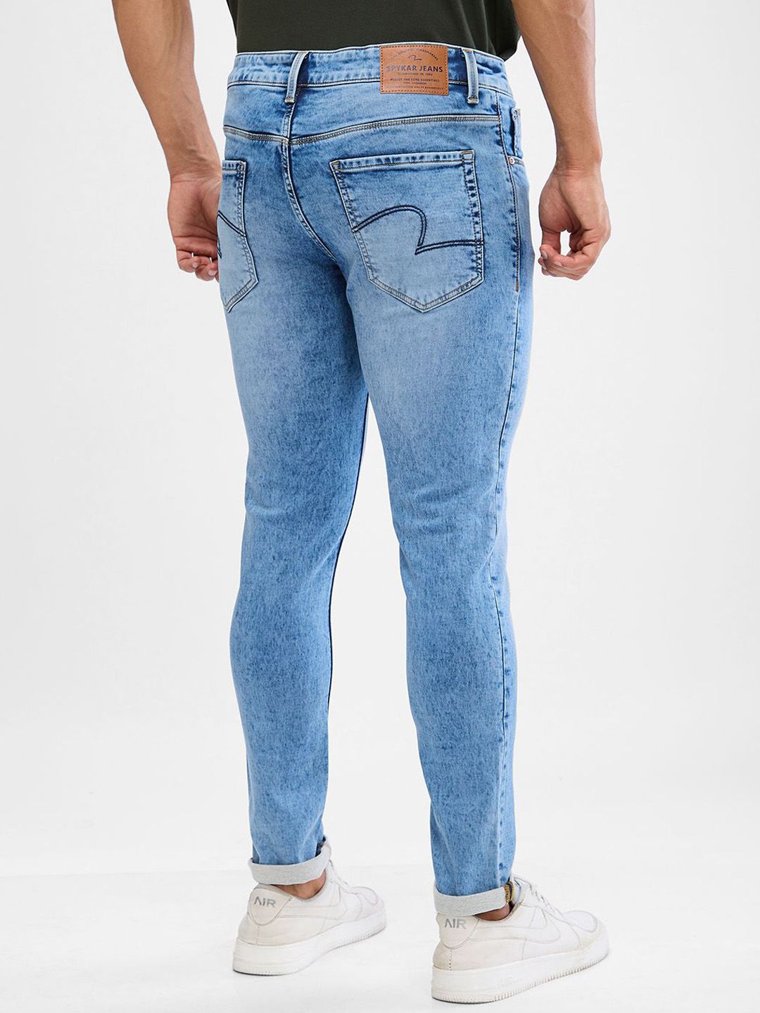 SPYKAR Men Slim Fit Low-Rise Clean Look Heavy Fade Stretchable Jeans