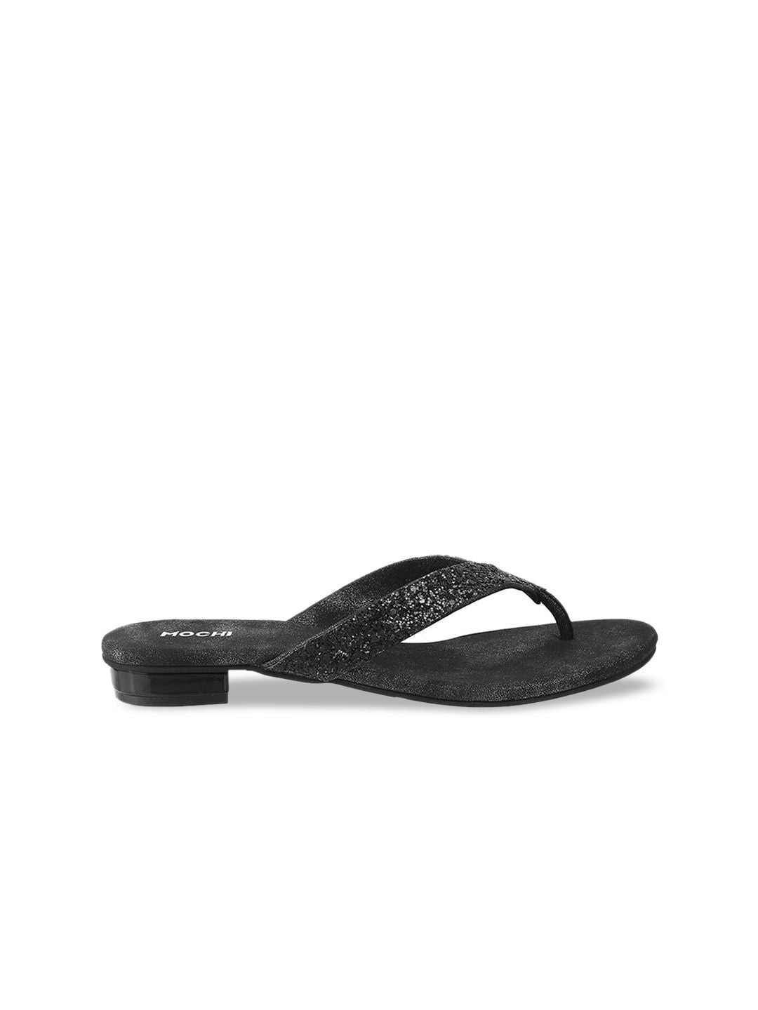 Mochi Women Black Embellished Open Toe Heels