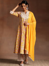 Libas Floral Printed Regular Gotta Patti Pure Cotton Kurta with Palazzo & Dupatta