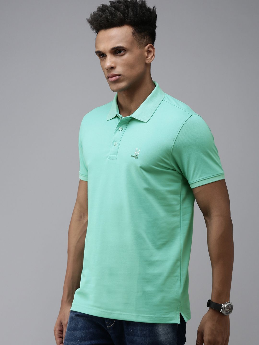 SPYKAR Solid Polo Collar Applique Slim Fit T-shirt