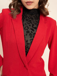 Antheaa Red Shawl Neck Long Line Coat & Trousers Co-Ords Set