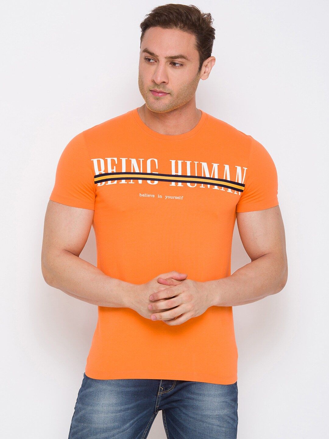 Being Human Typography Printed Round Neck Cotton Regular T-shirt