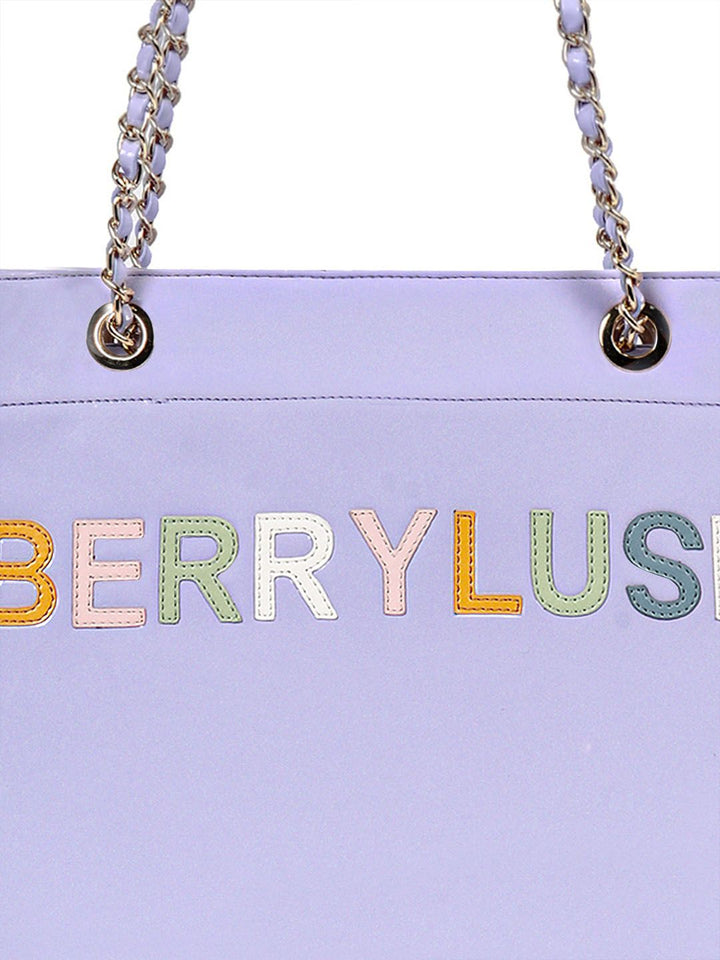 Berrylush Purple PU Structured Oversized Shoulder Bag