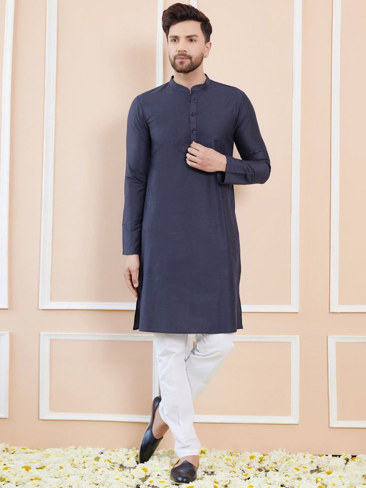 See Designs Mandarin Collar Long Sleeves Pure Cotton Straight Kurta