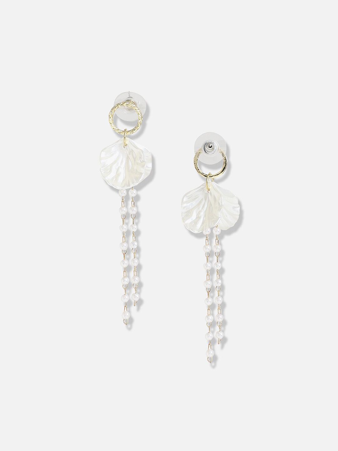 SOHI Gold-Plated Contemporary Drop Earrings